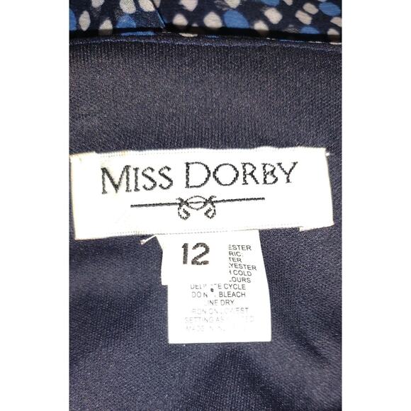 Vintage Miss Dorby Dress Sz 12 Blue Asymmetrical Bottom Chiffon Retro Preppy 80s - Picture 8 of 15